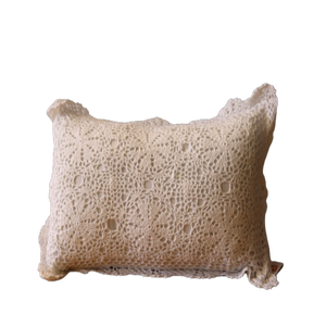 crochet off white scatter cushion -cq linen