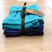Load image into Gallery viewer, cotton 3 pack facecloth teal,cobalt and navy-cq linen