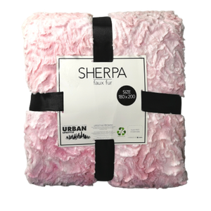 pink embossed faux fur throw with sherpa
