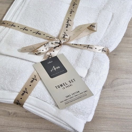 white cotton towel set- cq linen