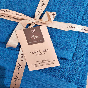 3 pack blue towel set-cq linen