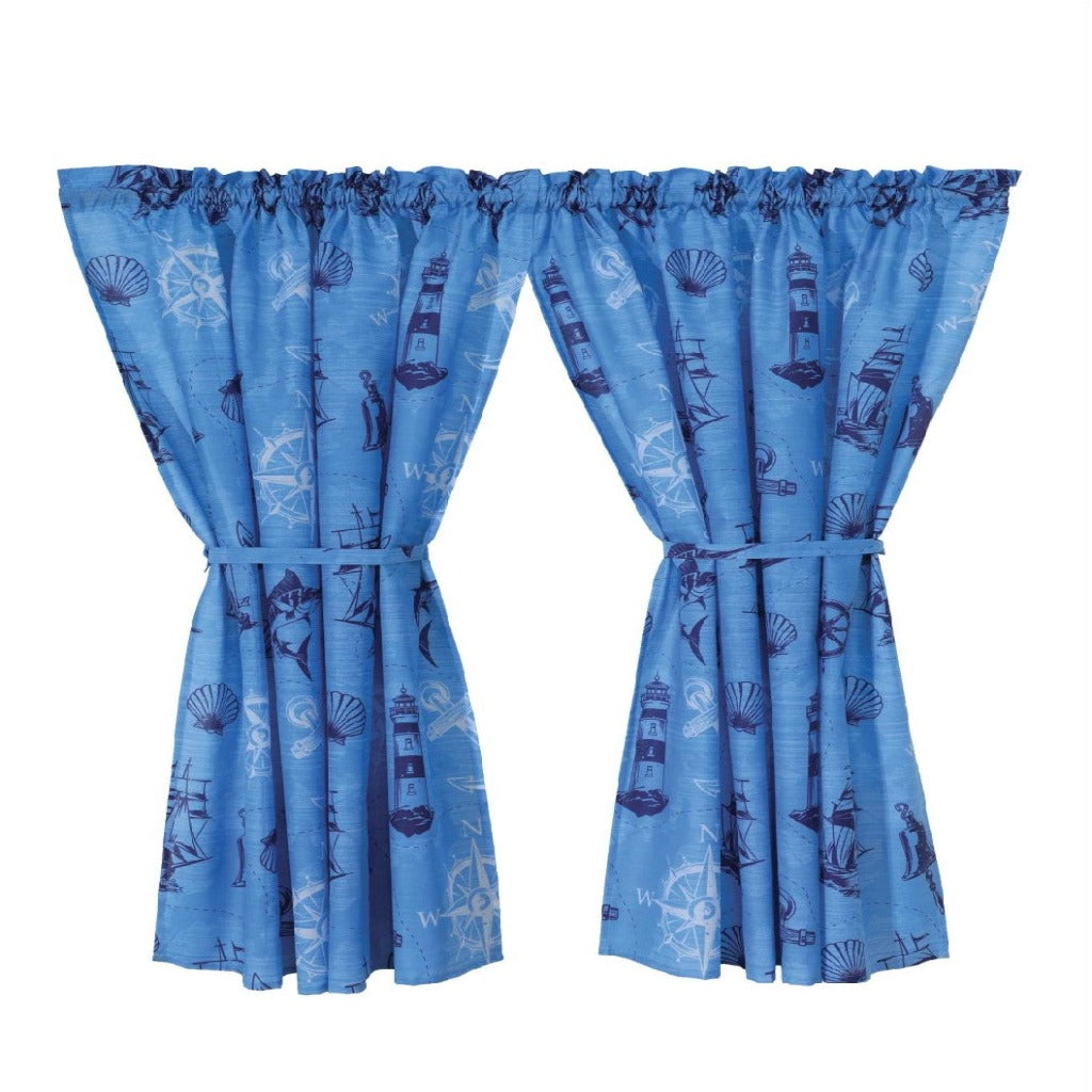 Seaside Blue 2 pack cafe curtain - cq linen