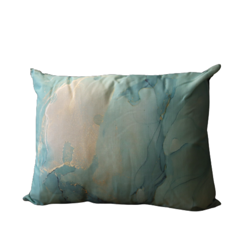 aqua marble printed scatter cushion -cq linen