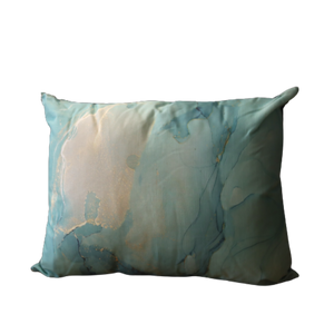 aqua marble printed scatter cushion -cq linen