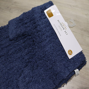 cotton bath mat in navy blue- made in india- cq linen