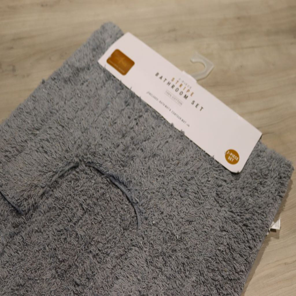 grey cotton bath mat- cq linen
