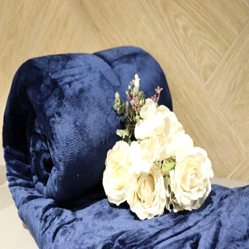 navy blue flannel comforter set - cq linen