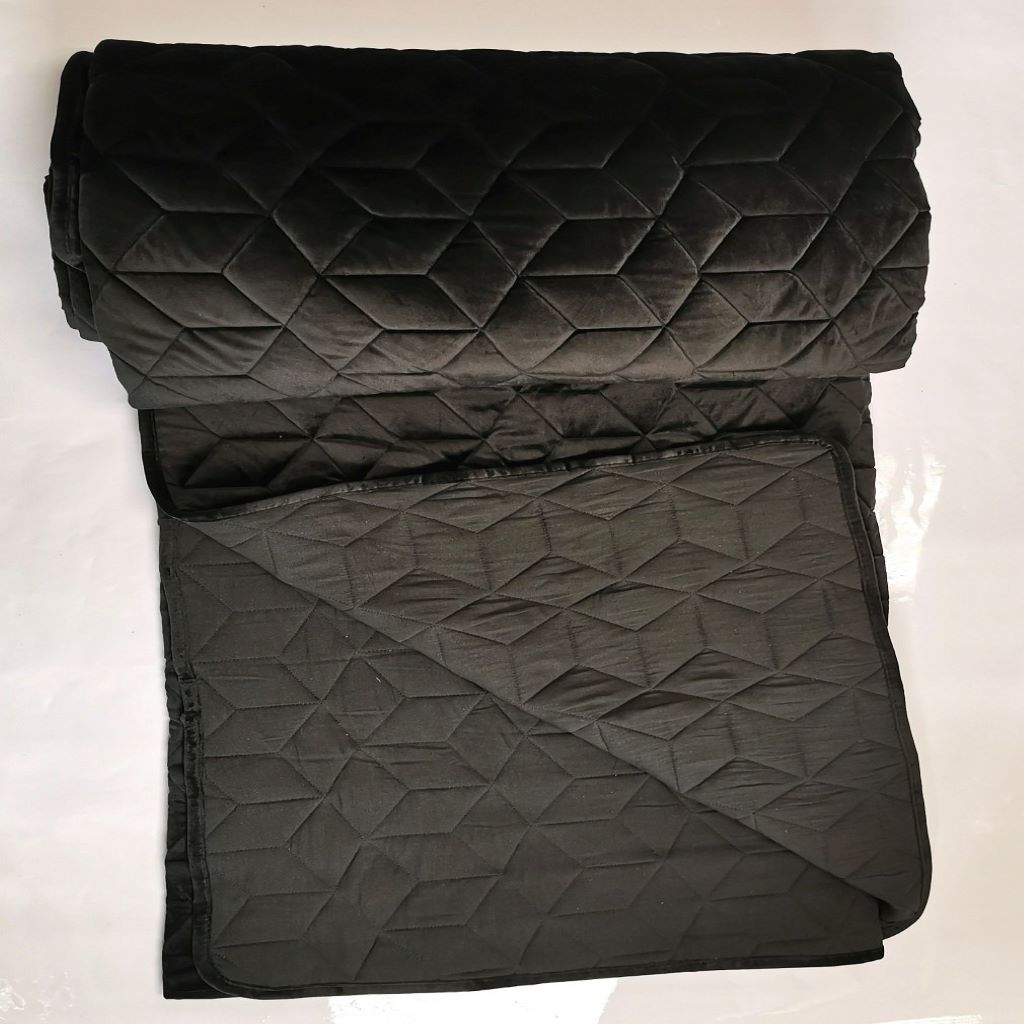 Quilt Blanket Velvet - Black - CQ Linen