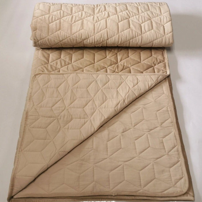 Quilt Blanket Velvet- Beige - CQ Linen