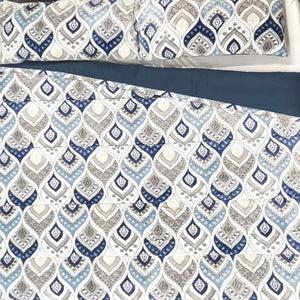 flannel printed comforter set blue -CQ Linen