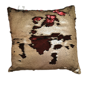 red and gold sequin scatter cushion- CQ Linen
