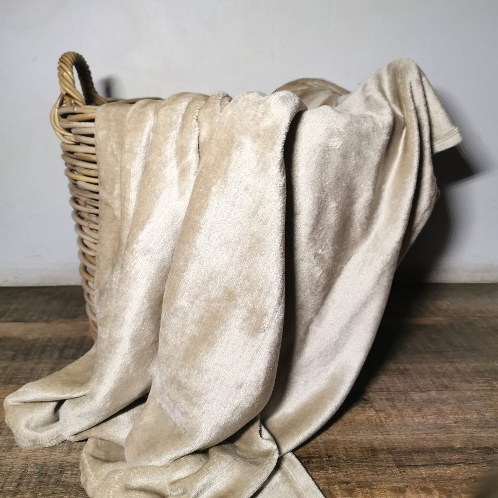 Flannel fleece throw taupe 125x150cm-CQ Linen