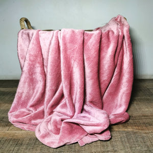 Flannel fleece throw blush 125x150cm-CQ Linen