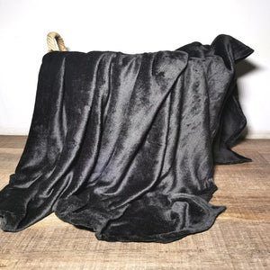 Flannel fleece throw  black 125x150cm-CQ Linen
