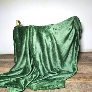 Flannel fleece throw emerald 125x150cm-CQ Linen