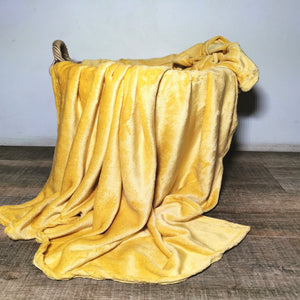 Flannel fleece throw mustard 125x150cm-CQ Linen