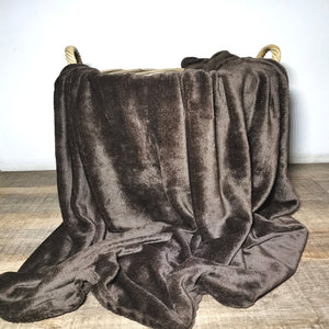 Flannel fleece throw chocolate brown 125x150cm-CQ Linen