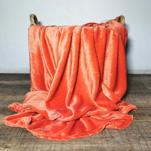 Flannel fleece throw rust 125x150cm-CQ Linen