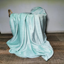 Load image into Gallery viewer, Flannel fleece throw duck egg 125x150cm-CQ Linen