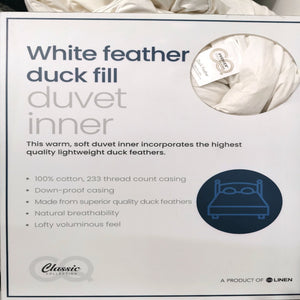 duck feather duvet inner - 100% cotton downproof casing -cq linen