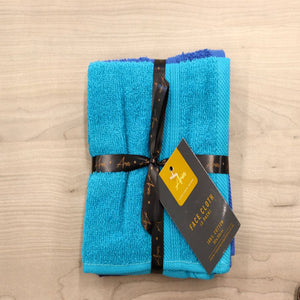 cotton 3 pack facecloth teal,cobalt and navy -cq linen
