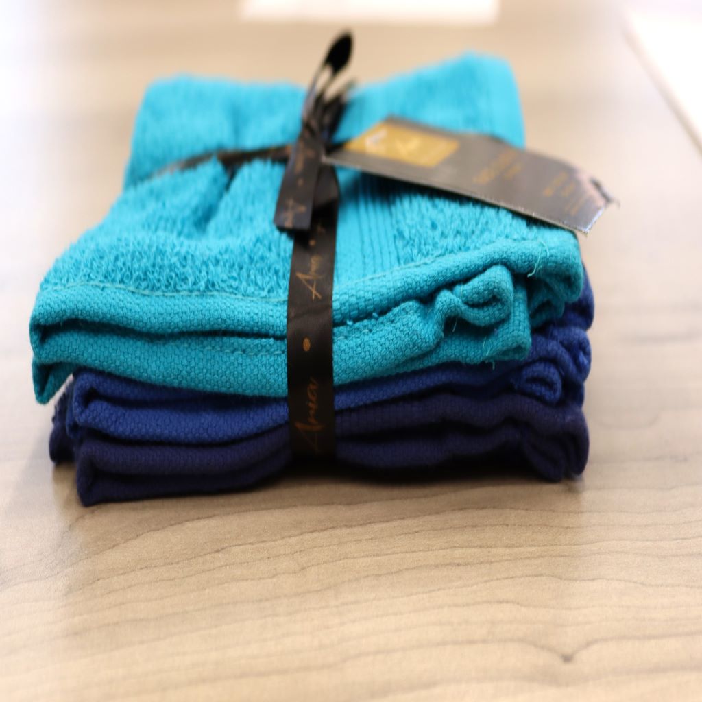cotton 3 pack facecloth teal,cobalt and navy-cq linen