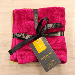 3 pack face towel set -pink,red and green