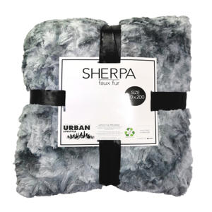 grey faux fur throw with sherpa - cq linen