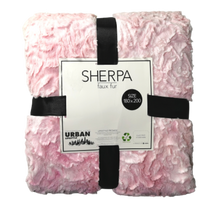 Load image into Gallery viewer, pink embossed faux fur throw with sherpa