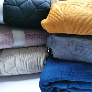 Quilt Blanket Velvet - Mustard - CQ Linen